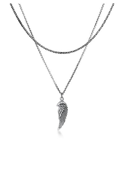KUZZOI Halskette Herren Flügel Anhänger Lagenkordel Aus 925 Sterling Silber
