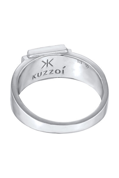 KUZZOI Ring Herren Siegelring Quadrat Matt in 925 Sterling Silber Oxidiert