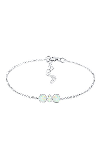 ELLI Bracelet Armband Armkettchen Synthetischer Opal Trend 925 Silber