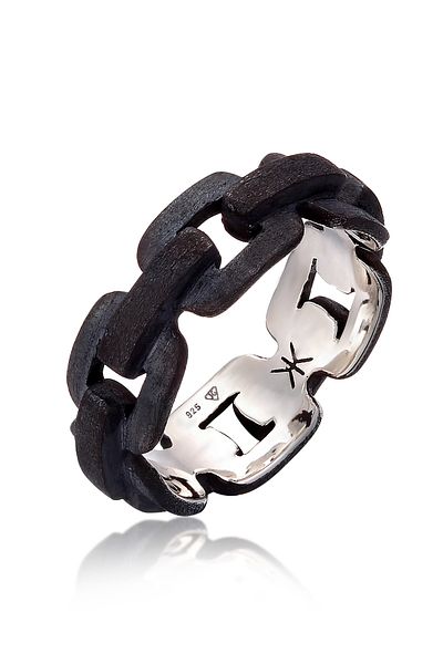 KUZZOI Ring Herren Kettenoptik Robust Aus 925 Sterling Silber