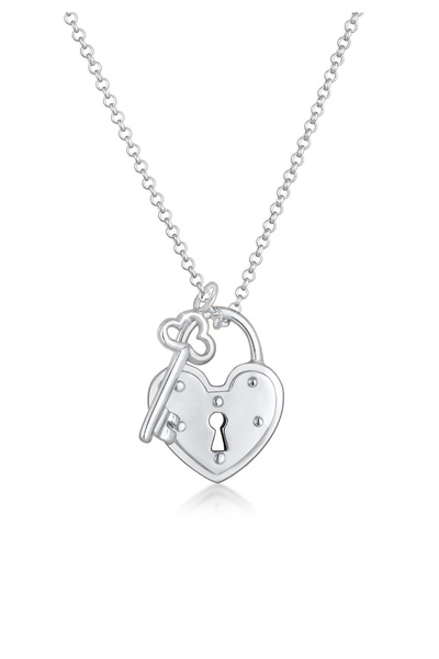 ELLI Halskette Damen Schloss Schlüssel Herz Anhänger Love Trend Blogger in 92...