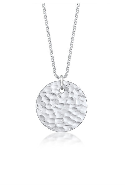 ELLI Halskette Plättchen Kreis gehämmert Box Kette 925 Sterling Silber