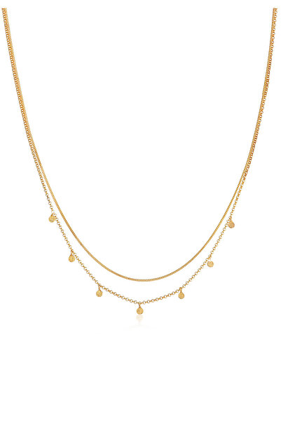 ELLI Colier de damă cu pandantiv cu trombocite în straturi, model blogger de tendințe, din argint 925, model ciocănit