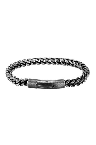 REDz Accessories Brățară împletită, cu încuietoare, bărbătească, oțel inoxidabil, neagră