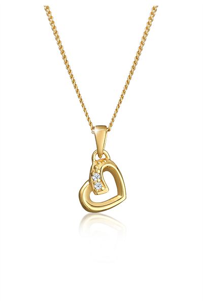 ELLI Kolye Herz Liebe Diamant (0,01 CT.) Sevimli 585 Gelbgold