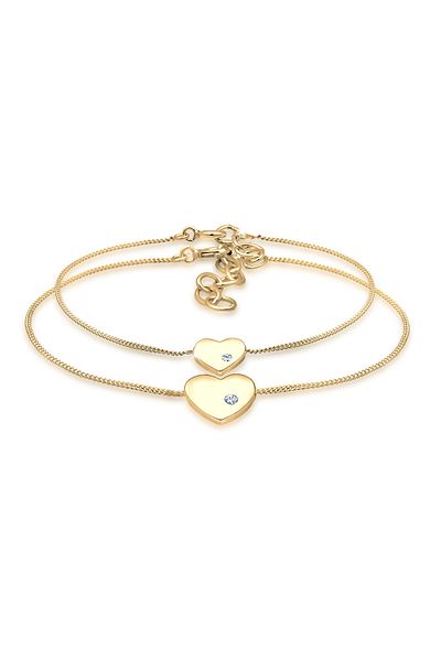 ELLI Bracelet Ladies Set Heart Pendant Mother Child with Crystals in 925 Sterling Silver