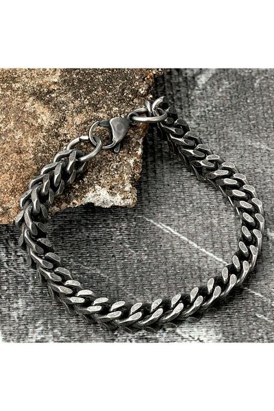 REDz Accessories Brățară împletită cubaneză, bărbați, oțel inoxidabil, negru