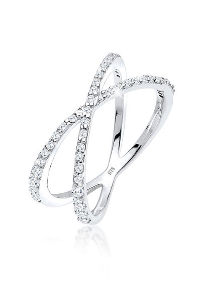 ELLI Ring Damen Wrap X mit Zirkonia Kristallen aus 925 Sterling Silber