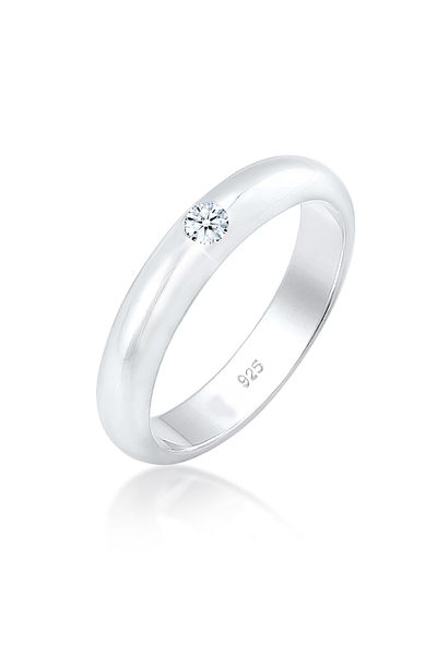 ELLI Ring Solitär Verlobung Diamant (0.06 CT.) 925er Silber