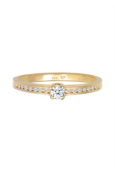 ELLI Ring Verlobungsring Diamant (0.18 CT.) 585 Gelbgold