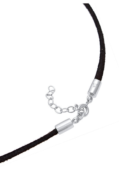 ELLI Dámský náhrdelník Choker s velurovým vzhledem, černý, ze sterlingového stříbra 925