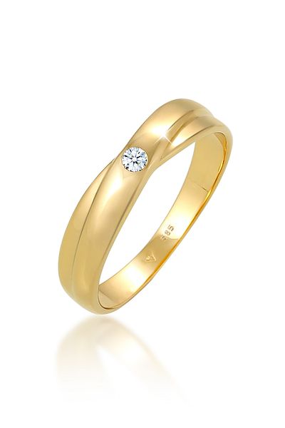 ELLI Ring Wickelring Solitär Diamant (0.03 CT.) 585 Gelbgold