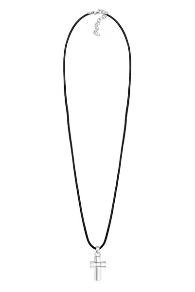 KUZZOI Necklace Kreuz Symbol Anhänger Echtleder Oxid 925er Silber