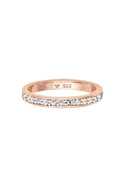 ELLI Ring Damen Band Memoire mit Kristallen aus 925 Sterling Silber
