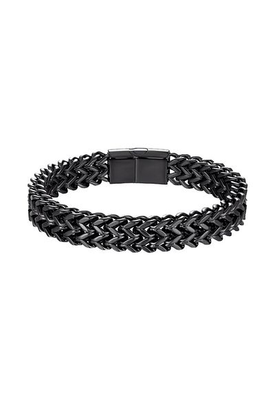 REDz Accessories Brățară cu două legături, bărbați, oțel inoxidabil, negru