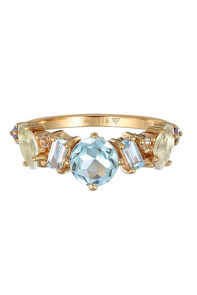 ELLI Inel Premium pentru femei - Topaz, Moonstone și Amethyst din aur din argint 925