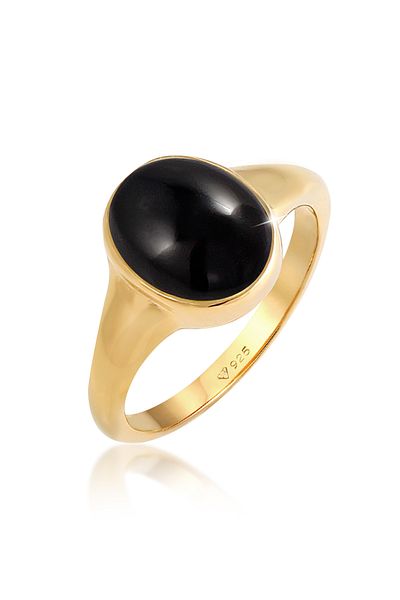 ELLI Inel pentru femei - Oval Onyx Stone, argint 925, placat cu aur
