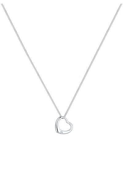 ELLI Náhrdelník dámský přívěsek srdce s diamantem (0,03 CT.) ze stříbra ryzosti 925