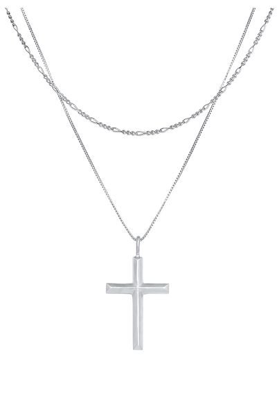 KUZZOI Halskette Herren Kreuz Anhänger Layer Religion In 925 Sterling Silber