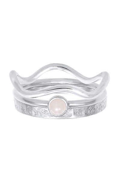 ELLI Inel Inel Premium Doamnă Stapel Solitaire Set Cu Cuarț Roz În Argint Sterling 925