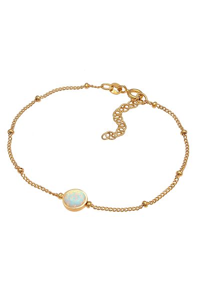 ELLI Bracelet Opal Edelstein Kugelkette Rund 925er Silber