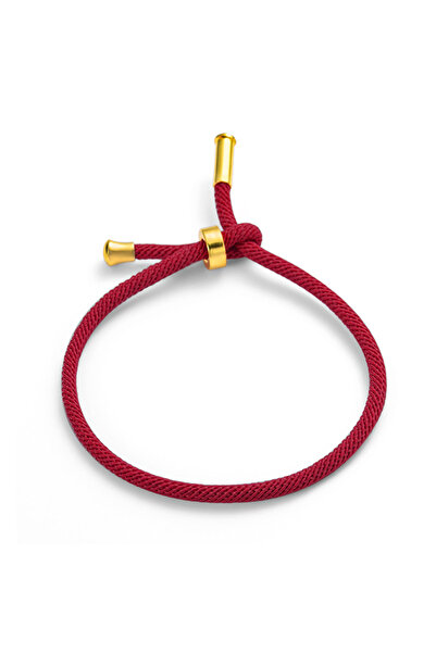 REDz Accessories Brățară din șnur, material textil, inserții metalice, vișiniu/auriu