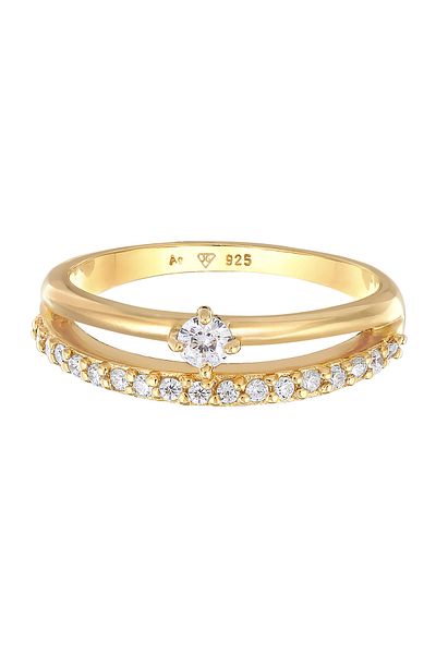 ELLI Ring Ladies Engagement Ring Solitaire Sparkling With Zirconia Crystals In 925 Sterling Silver