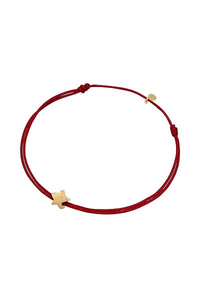 ELLI Armband Damen Stern Symbol Astro mit Nylon dunkelrot in 925 Sterling Silber vergoldet