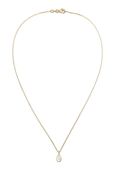 ELLI Necklace Ladies Drop Pendant Plain With Zirconia In 925 Sterling Silver