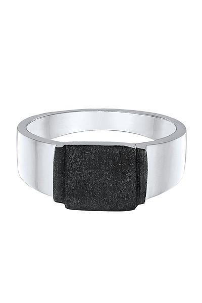 KUZZOI Ring Herren Siegelring Quadrat Matt aus 925 Sterling Silber Oxidiert