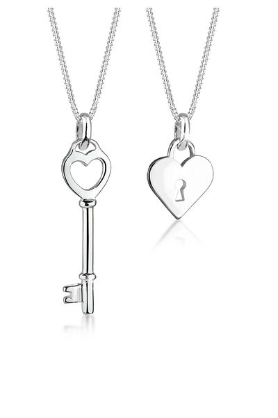 ELLI Necklace Partnerketten Schlüssel Herz 925 Sterling Silber