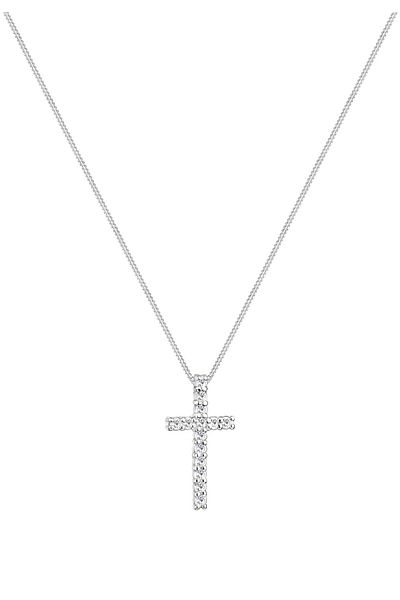 ELLI Elegantní dámský náhrdelník s křížkem a přívěskem z 925 sterlingového stříbra s krystaly