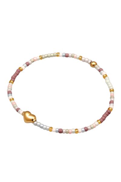 ELLI Armband Kinder Herz Anhänger Perlen aus 925 Sterling Silber vergoldet