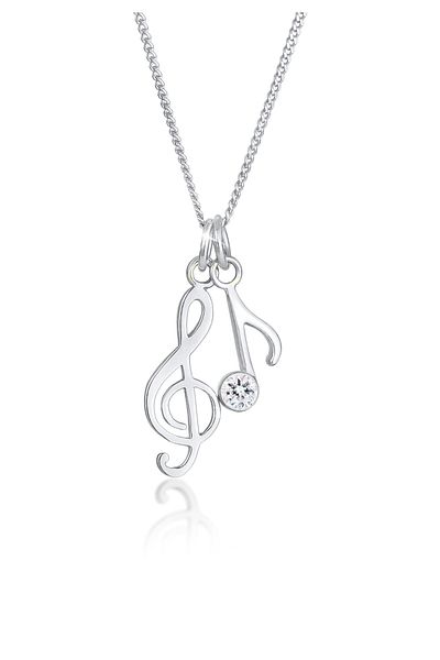 ELLI Colier Femeie Cheie Pandantiv Simbol Muzica Filigran Cu Cristale În Argint Sterling 925