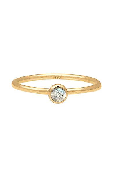 ELLI Ring Ladies Stack Labradorite Gemstone 925 Sterling Silver Gold-plated