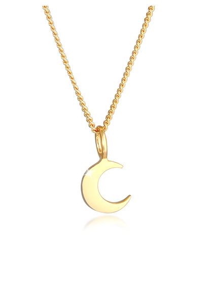 ELLI Colier pentru femei cu model de jumătate de lună, Astro, lanț curbat simplu din argint 925