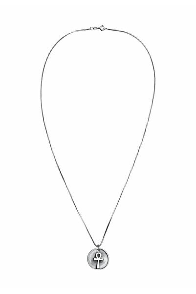 KUZZOI Halskette Herren Münzanhänger Ankh Kreuz Massiv in 925 Sterling Silber