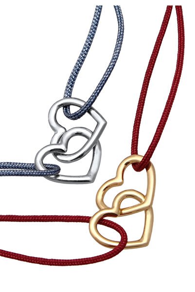 ELLI Náramek Sada náramků Dámský nylonový řetízek se srdíčkem, stříbro 925, pozlacený, valentýnský