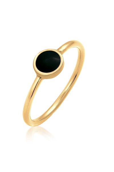 ELLI Ring Ladies Solitaire Stack Basic With Enamel Black In 925 Sterling Silver