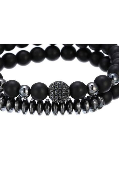 REDz Accessories Set de 2 brățări, cristale de zirconiu, negru/gri lucios