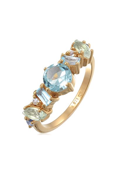 ELLI Inel Premium pentru femei - Topaz, Moonstone și Amethyst din aur din argint 925