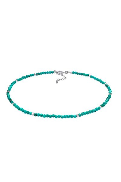 Nenalina Halskette Damen Choker Howlith Kugeln Türkis Boho in 925 Sterling Silber