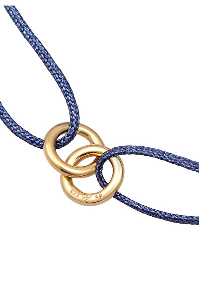 ELLI Brățară de damă cu cerc Geo Minimal cu nailon maro din argint 925 placat cu aur