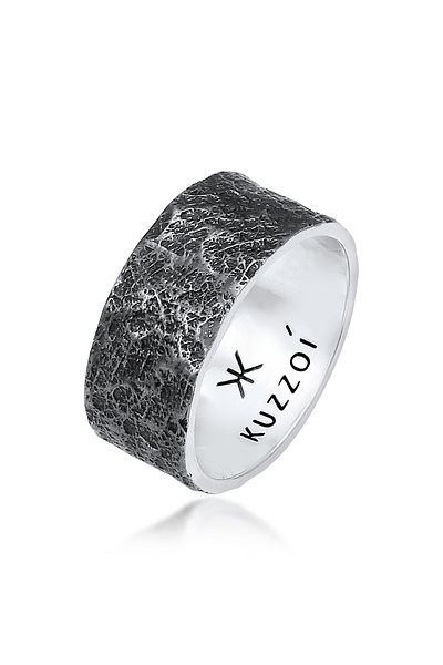 KUZZOI Ring Herren Bandring Organic Struktur 925 Silber
