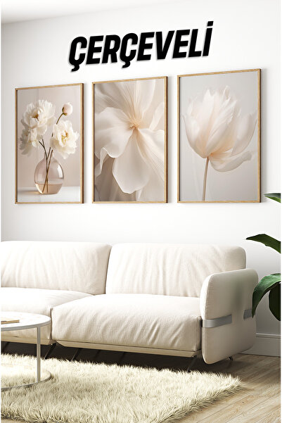 kutuTR Ahşap Çerçeveli Mdf Tablo Seti Salon Ve Oturma Odası Için Çt3086