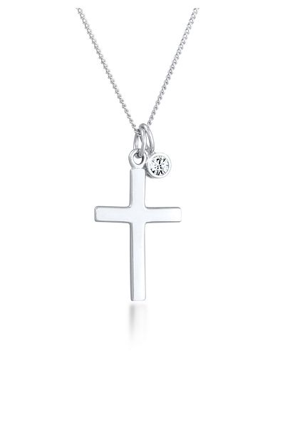 ELLI Necklace Ladies Cross Pendant Religion Timeless With Crystal In 925 Sterling Silver