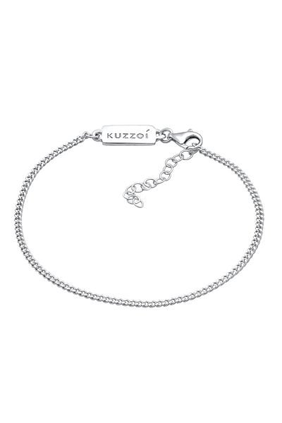 KUZZOI Náramek Pánský řetízek Základní Minimální Oxidovaný Nastavitelný V 925 Sterling Silver