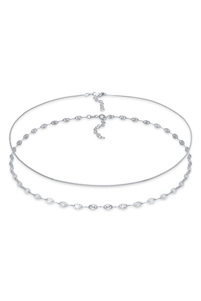 ELLI Halskette Damen Choker Set Venezianerkette Plättchen Basic verstellbar i...