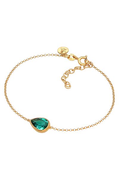 ELLI Bracelet Premium Bracelet Ladies Drops Sparkling Green With Quartz In 925 Sterling Silver Gold