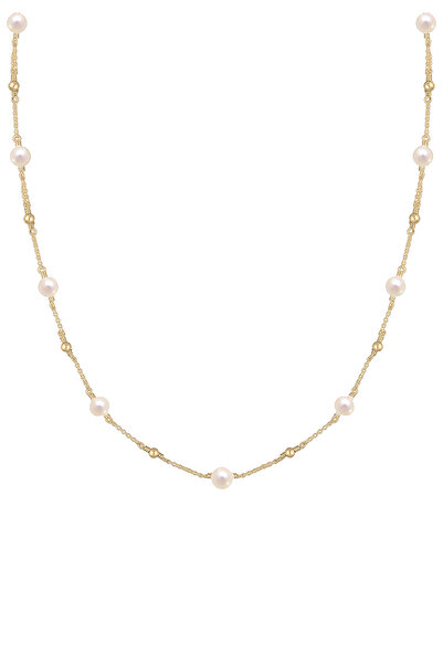 ELLI Dámský náhrdelník s kuličkami filigrán s kultivovanými sladkovodními perlami ze sterlingového stříbra 925, pozlacený